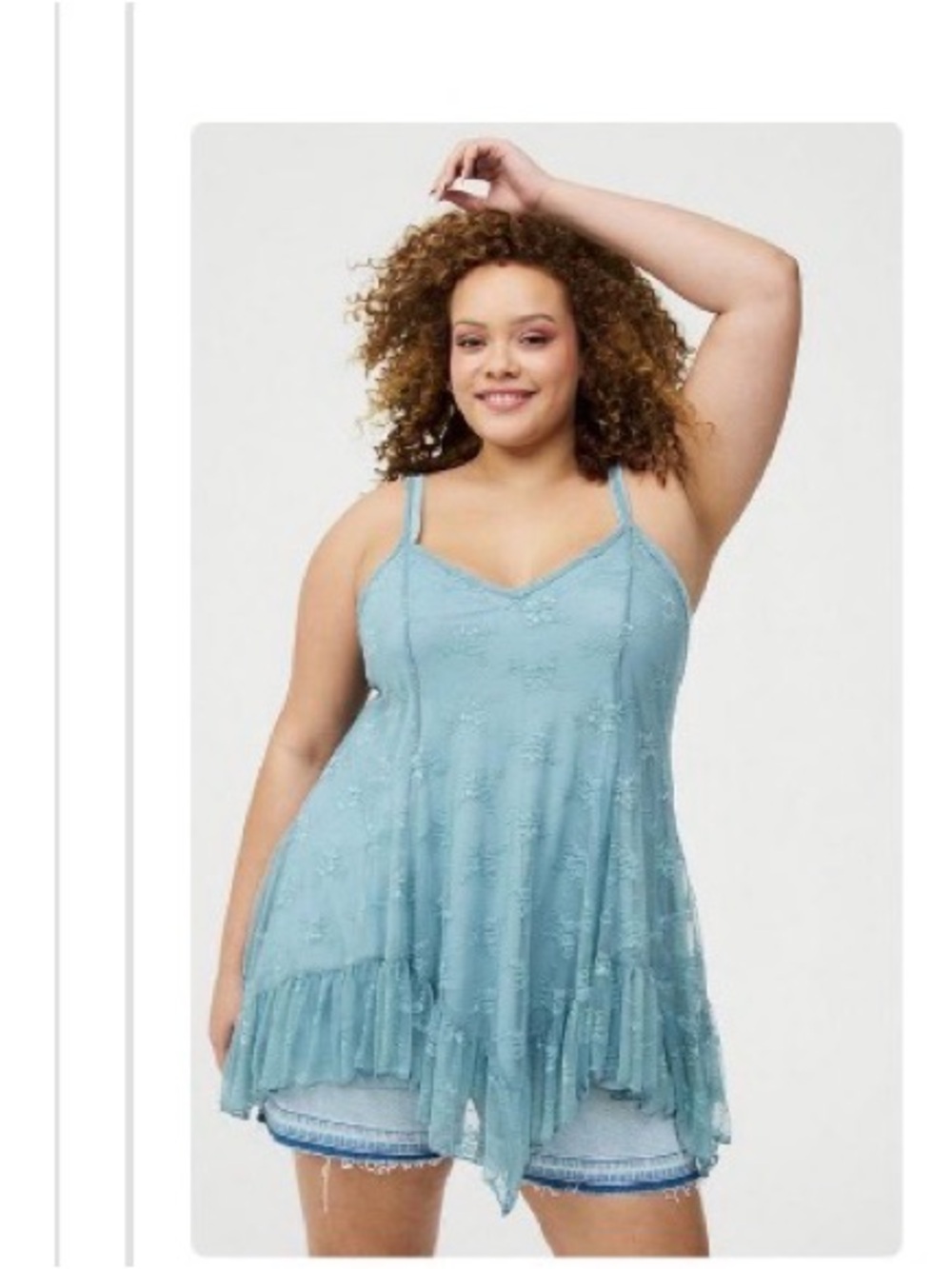 torrid Light Blue Lace Hanky Hem Cami